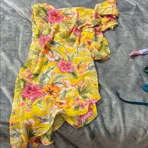 Bleu Rod Beattie Floral Swim Skirt Coverup - Yellow and Pink